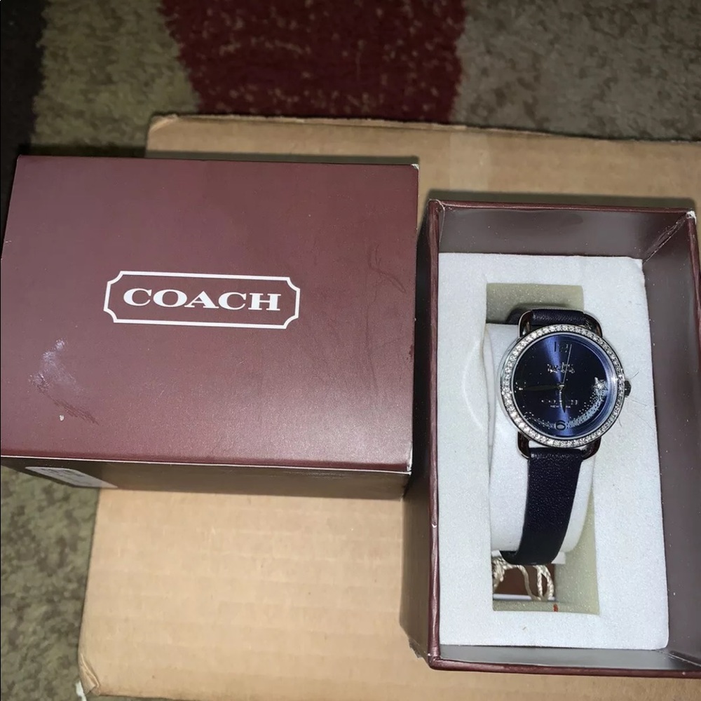 Coach Saphire W/diamomd Watch Leather Band IOB